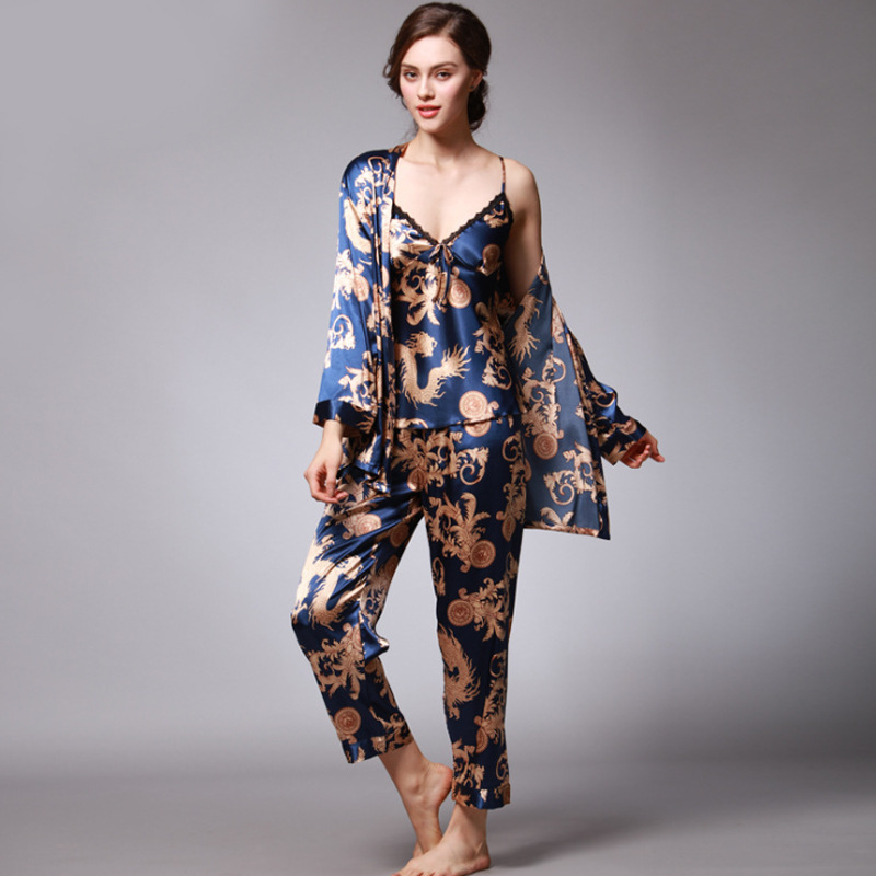 Robe Silk Women - Women's Silk Satin Pajamas Set 3