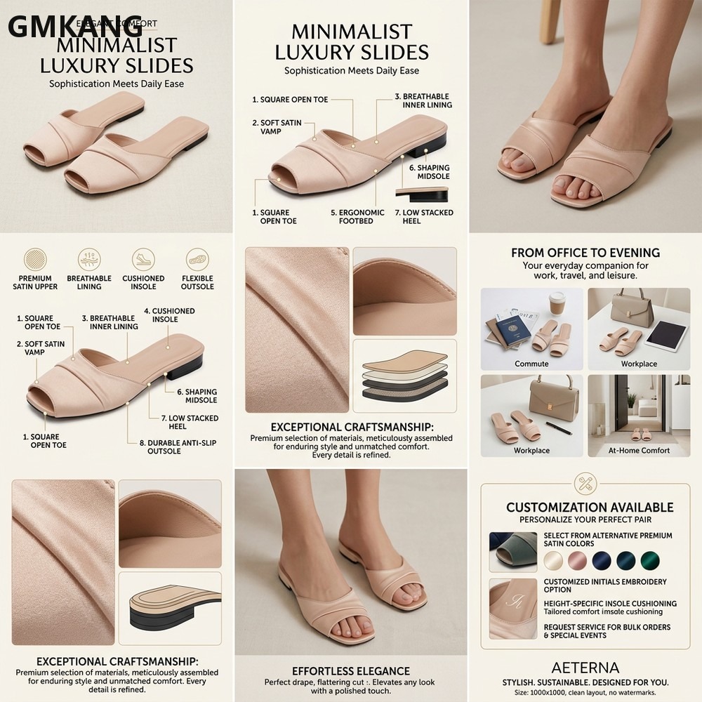 GMKANG Women Satin Square Toe  - Slip Dress Satin ulasan dan harga