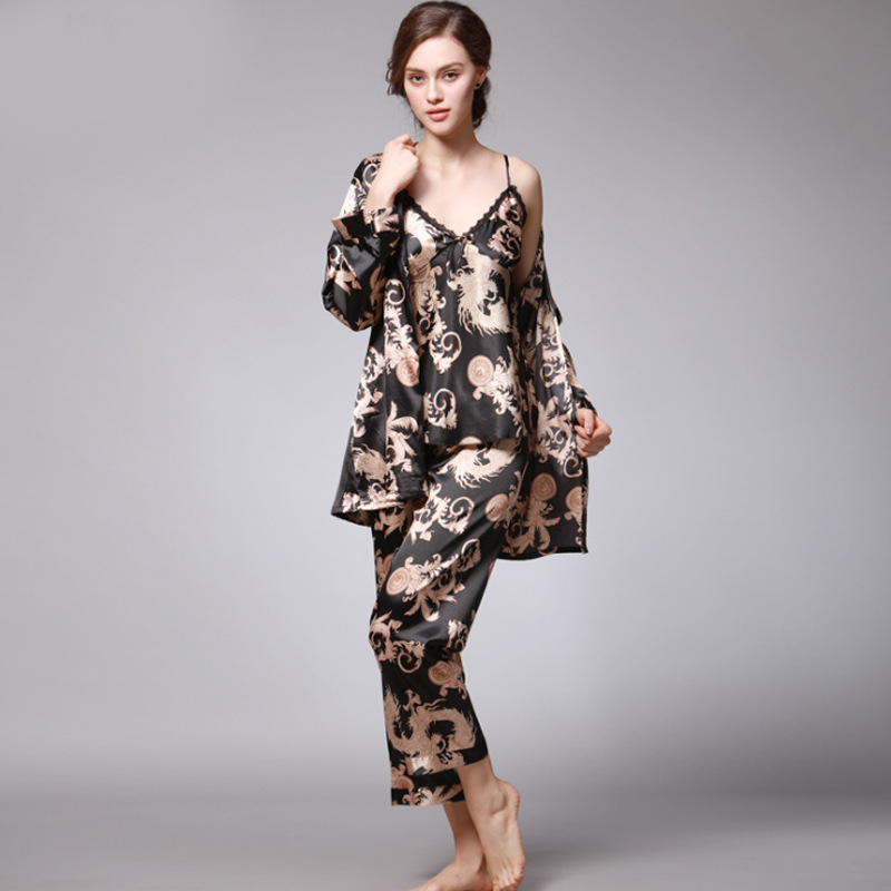 Women's Silk Satin Pajamas Set - Robe Silk Women ulasan dan harga
