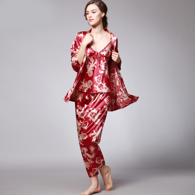 Women's Silk Satin Pajamas Set - Robe Silk Women ulasan dan harga