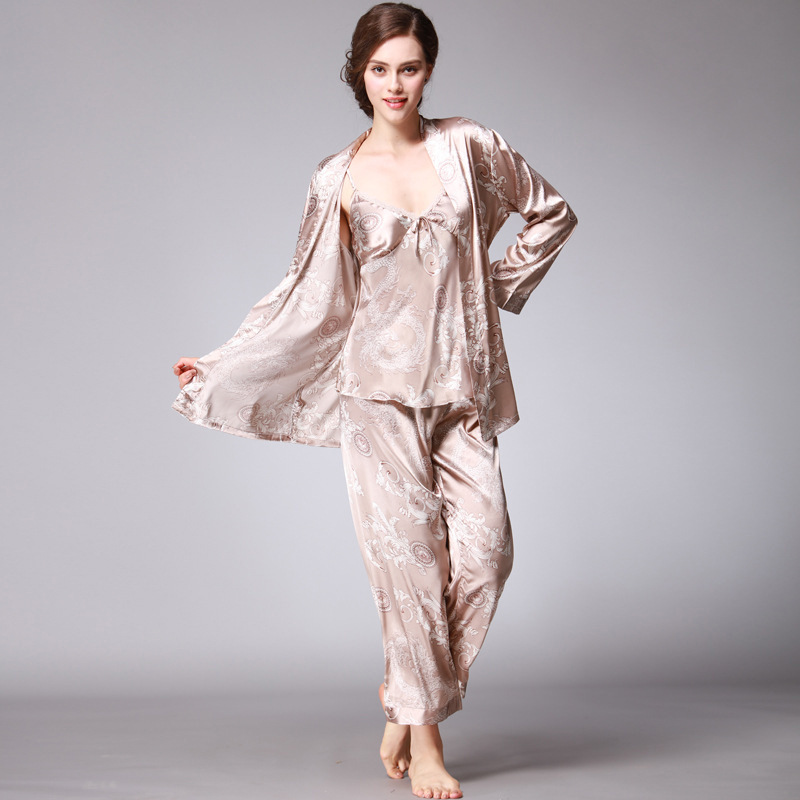Women's Silk Satin Pajamas Set - Robe Silk Women ulasan dan harga