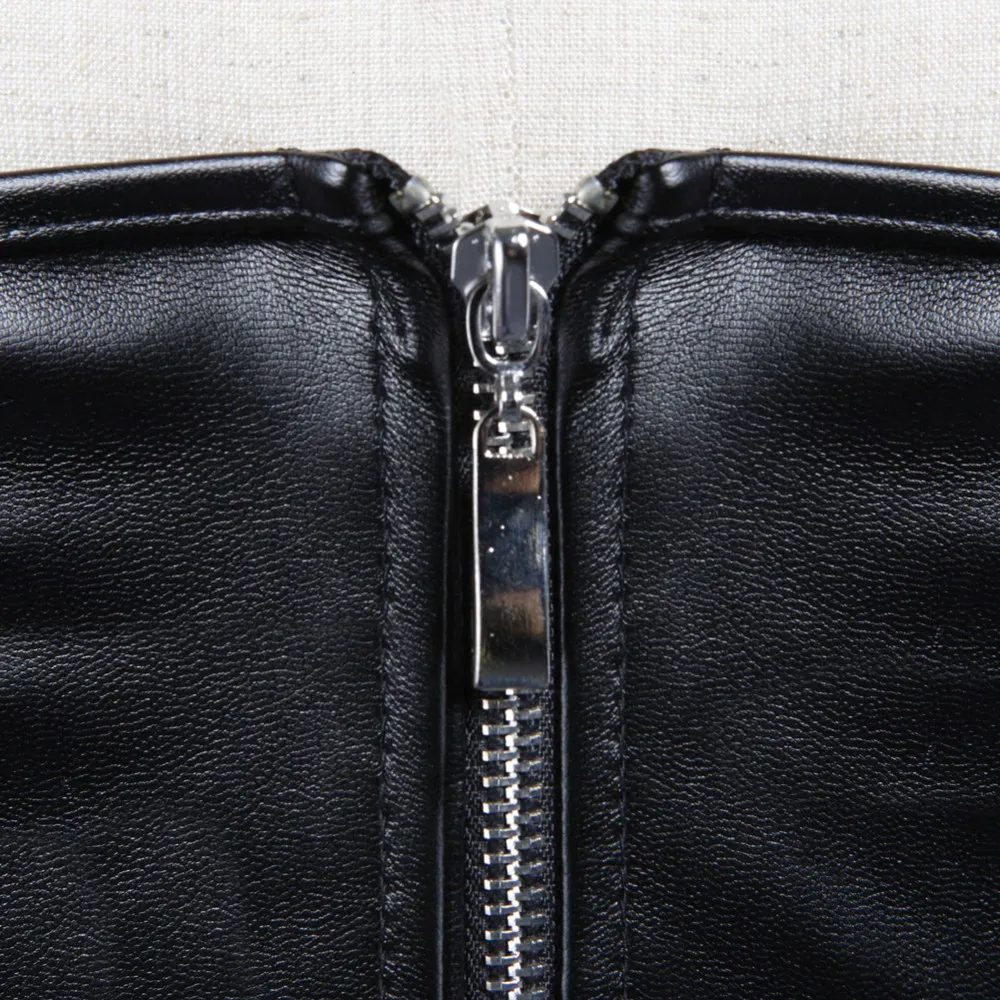 Black Short Zipper PU Faux Lea - Corset Waist Cinch ulasan dan harga
