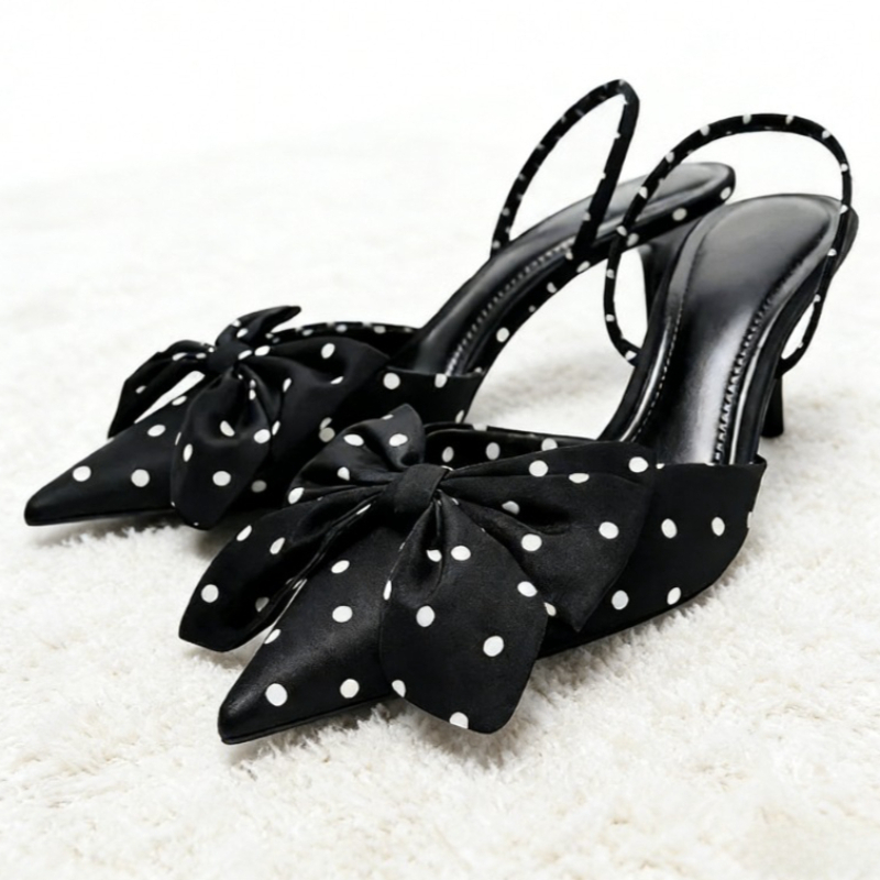 Brown Polka Dot Butterfly Knot - Slip Dress Satin ulasan dan harga