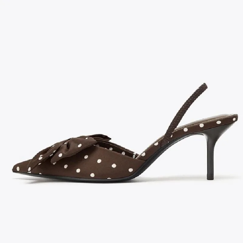 Brown Polka Dot Butterfly Knot - Slip Dress Satin ulasan dan harga