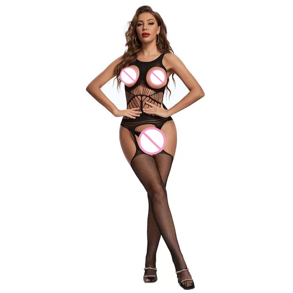 Crotchless Bodysuits Transpare - Bodystocking Fishnet ulasan dan harga