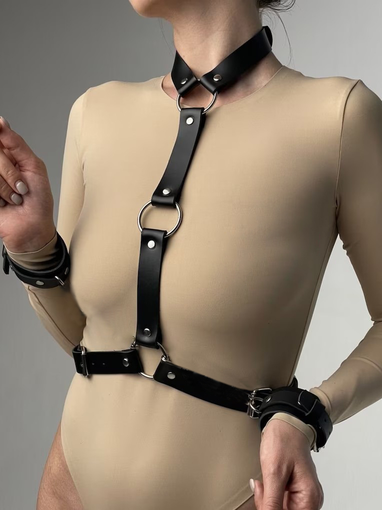 Women's Sexy Leather Harness B - Garter Belt Set ulasan dan harga
